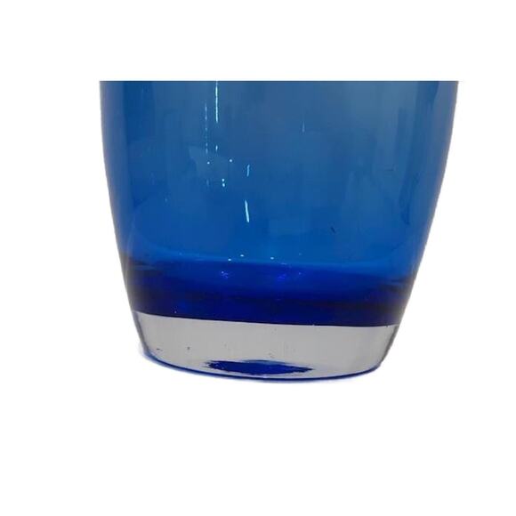 Mid Century Hand Blown Blue Glass Vase Czech Glass, 14" Tall - Picture 7 of 9